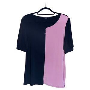 NWOT Atelier 29 Half Black, Half Pink Blouse - Size XL